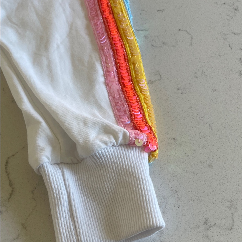 Lola + The Boys White pant and T-shirt Set with Colorful Stripes. Girls size 8. - Picture 5 of 6